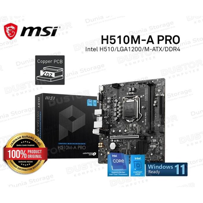 Msi H510m-a Pro Intel H510 Lga 1200 Micro Atx Motherboard Matx Gen 11