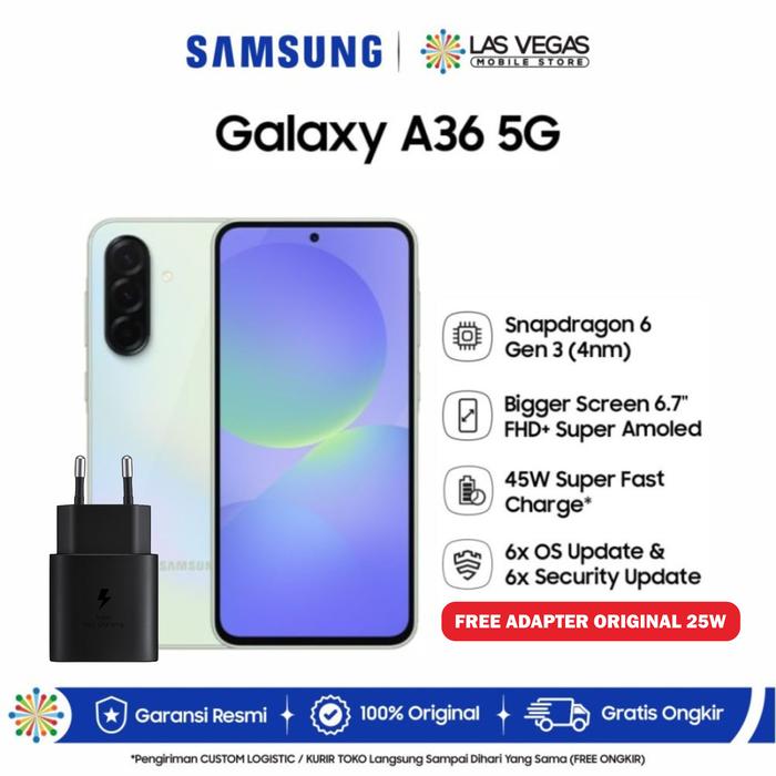 Gambar Samsung Galaxy A36 5G 8/256GB BONUS ADAPTER Original 25W | Snapdragon 6 Gen 3 | Garansi Resmi - Lime dari tokolasvegas id undefined Tokopedia