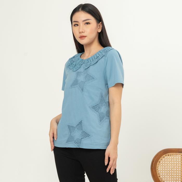 Gambar *Ready Stok* SISTER'S - Atasan Katun Kombi Kaos S7544 (JS) - Biru, 2L dari Sisters Fashion Group undefined Tokopedia