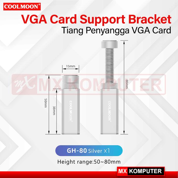 Gambar Coolmoon VGA Holder Standing Graphic Card VGA Card Support Tiang Penyangga - Silver, 50-80mm dari MXKomputer_NEW undefined Tokopedia