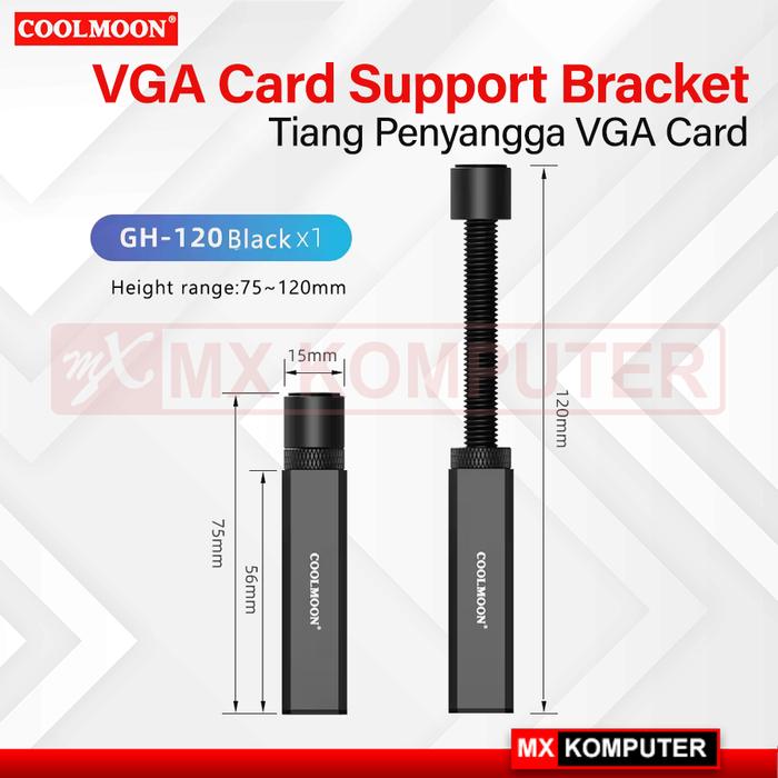 Gambar Coolmoon VGA Holder Standing Graphic Card VGA Card Support Tiang Penyangga - Hitam, 75-120mm dari MXKomputer_NEW undefined Tokopedia