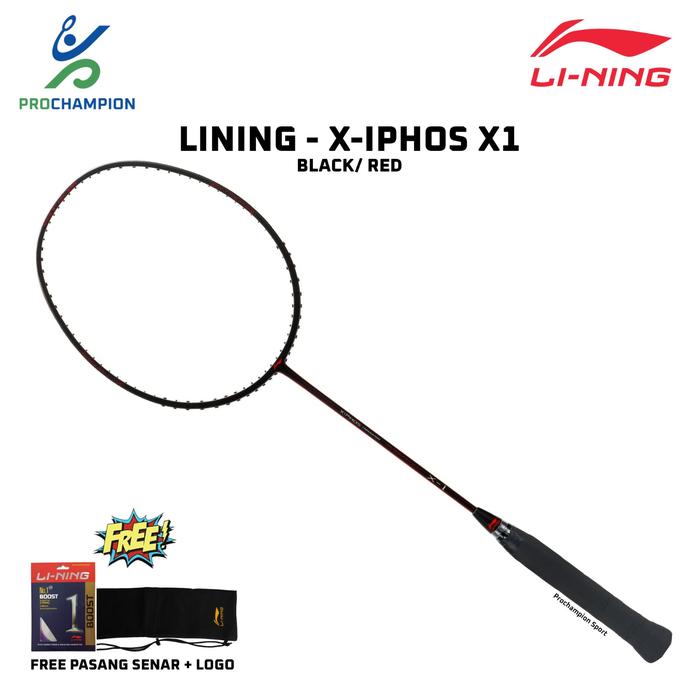 Gambar RAKET BADMINTON LINING X IPHOS X1 ORIGINAL - black red dari PROCHAMPION undefined Tokopedia