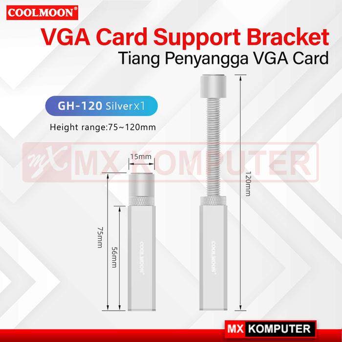 Gambar Coolmoon VGA Holder Standing Graphic Card VGA Card Support Tiang Penyangga - Silver, 75-120m dari MXKomputer_NEW undefined Tokopedia
