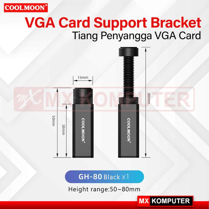 Gambar Coolmoon VGA Holder Standing Graphic Card VGA Card Support Tiang Penyangga - Hitam, 50-80mm dari MXKomputer_NEW undefined Tokopedia