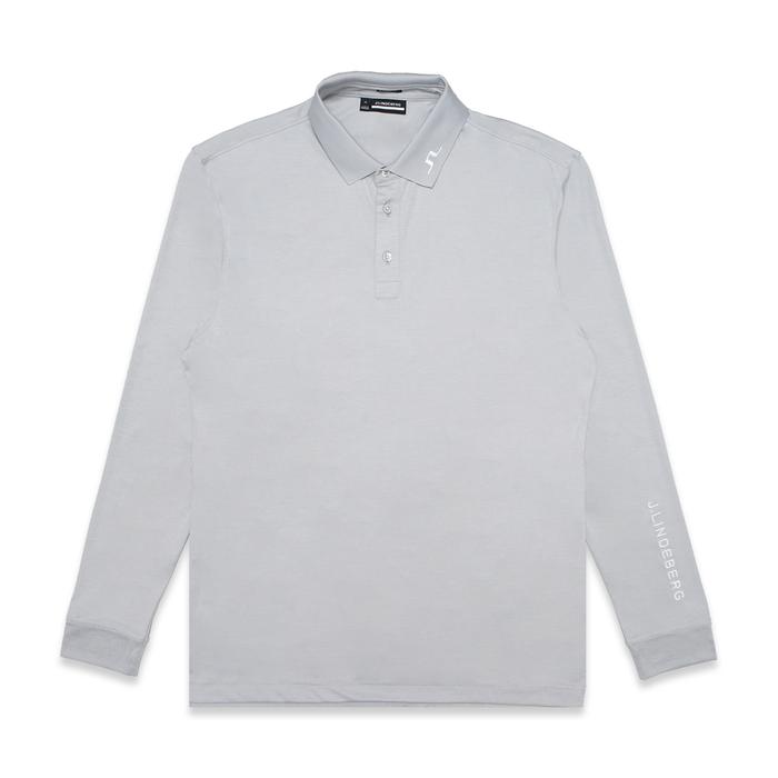 Golf Tour Tech Long Sleeve Polo Shirt Light Grey, L