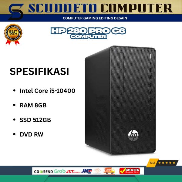 pc hp 280 pro g6 intel core i5-10400 gen10 ram 8gb ssd 512gb micro tower  desain kokoh KOSONGAN di Scudetto-1 Tokopedia