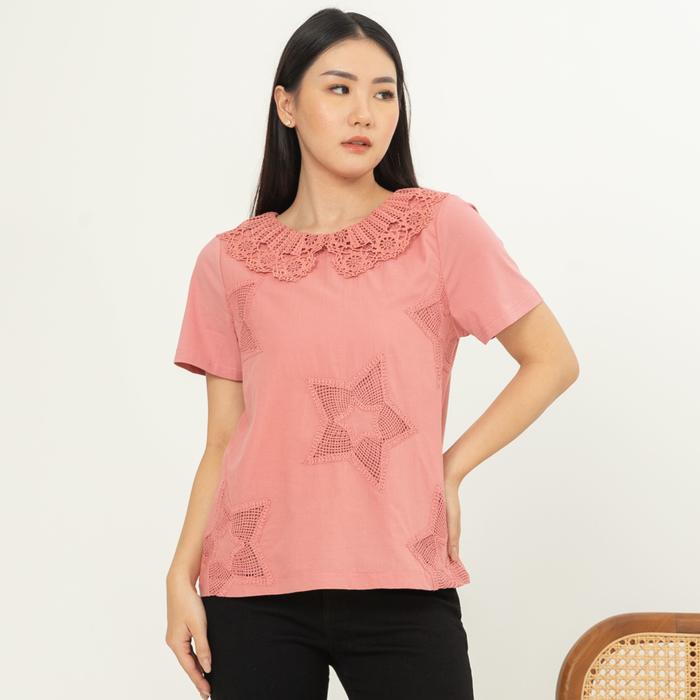 Gambar *Ready Stok* SISTER'S - Atasan Katun Kombi Kaos S7544 (JS) - Pink, L dari Sisters Fashion Group undefined Tokopedia