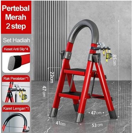 Gambar Tangga Rumah Lipat Tangga  Besi Portable 3/4/5/6 Step Steel Ladder - 2 Step dari JF Internasional undefined Tokopedia