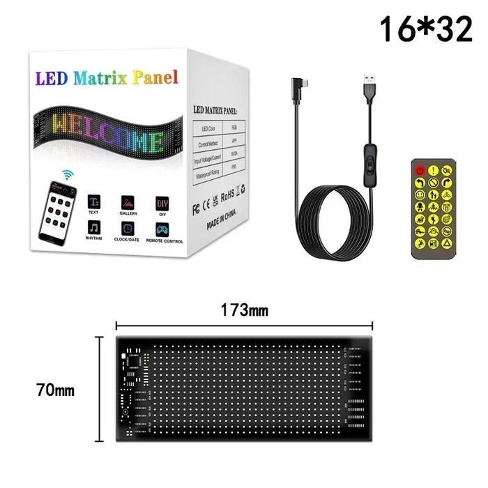 Gambar ADN Led Matrix Panel Mobil Toko Sign Source Lampu RGB Full color Running Text - 16x32 / 70x173 dari OTO LIGHTING_NEW undefined Tokopedia