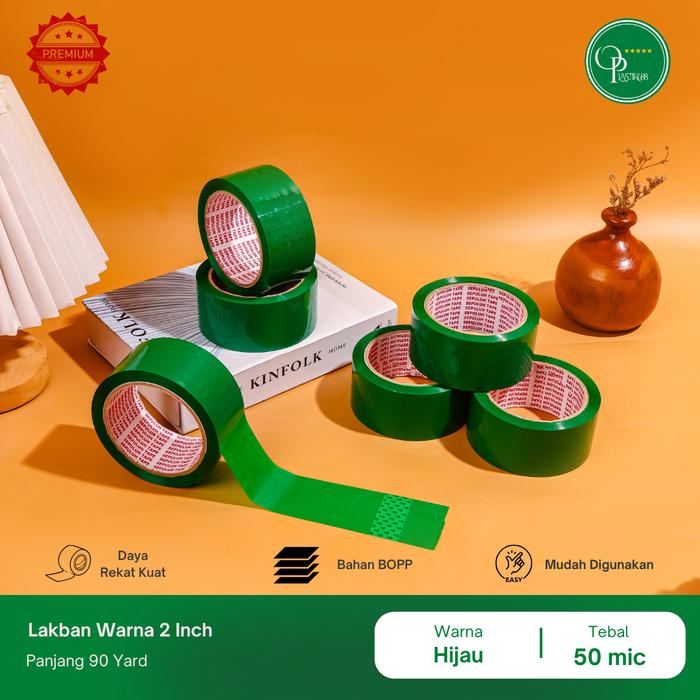 Gambar ONANNA Lakban Warna Warni 2 Inch 90Yard - Hijau dari Onanna Plastik688 undefined Tokopedia
