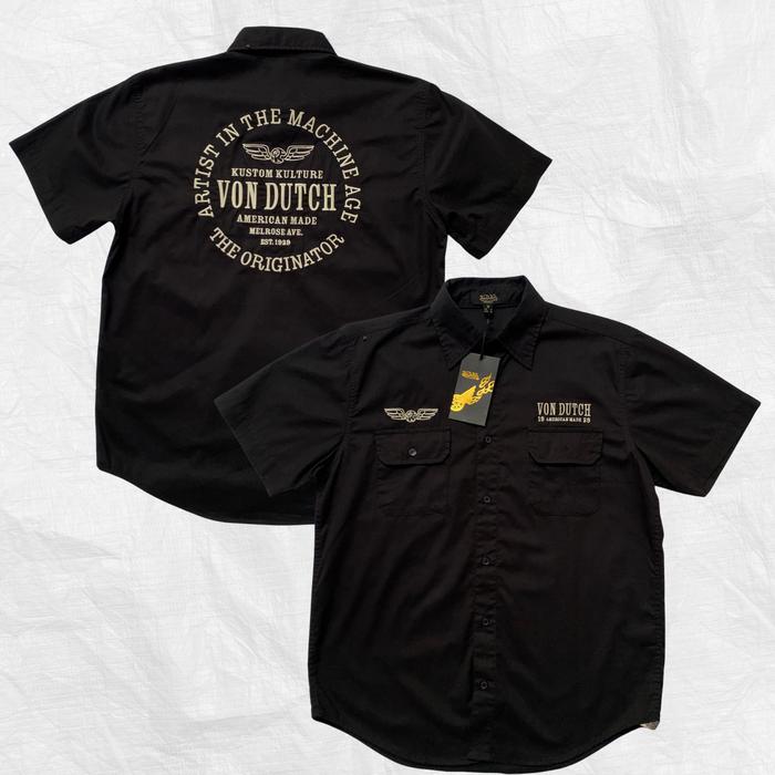 Gambar Workshirt Vondutch Kemeja Pria Original 100% full bordir hitam - XL dari devidens undefined Tokopedia