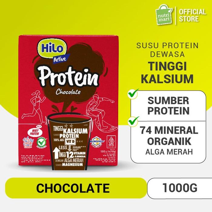 Gambar HiLo Active 1000g dengan Alga Merah - Chocolate / Vanilla - Susu Tinggi Kalsium Lebih Rendah Lemak - Milk, Dairy dari Nutrimart Store undefined Tokopedia