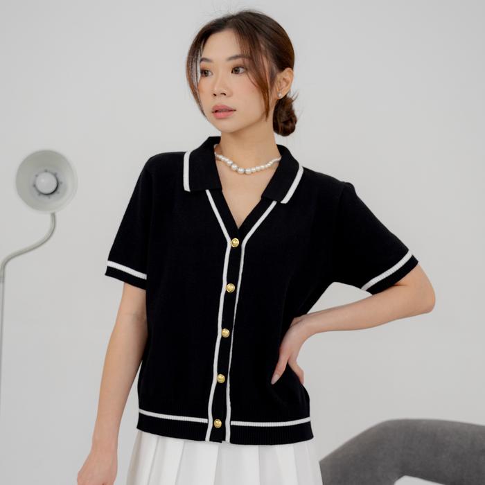 Gambar Foxquinn - Carmen Knit Top - Blouse Wanita - Black dari Fox Quinn undefined Tokopedia