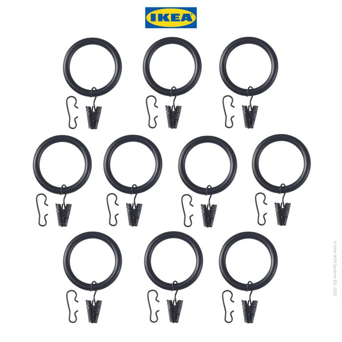 Gambar IKEA SYRLIG Gelang Gorden Dengan Klip Pengait 38 mm Isi 10pcs - Hitam dari IKEA Indonesia undefined Tokopedia