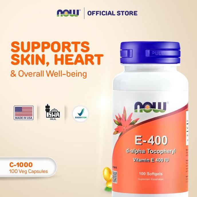 Gambar NOW Foods, Vitamin E400 D-Alpha Tocopheryl, 100 Softgels - 100 Softgels dari Jaya Sinar Market undefined Tokopedia