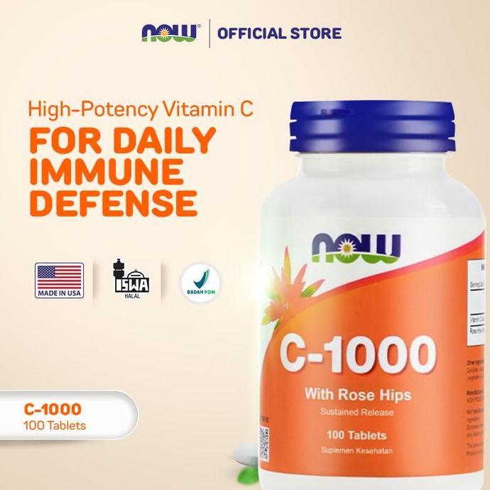 Gambar NOW Foods, Vitamin C-1000, 100 Tablets - isi 100 tablets dari Jaya Sinar Market undefined Tokopedia