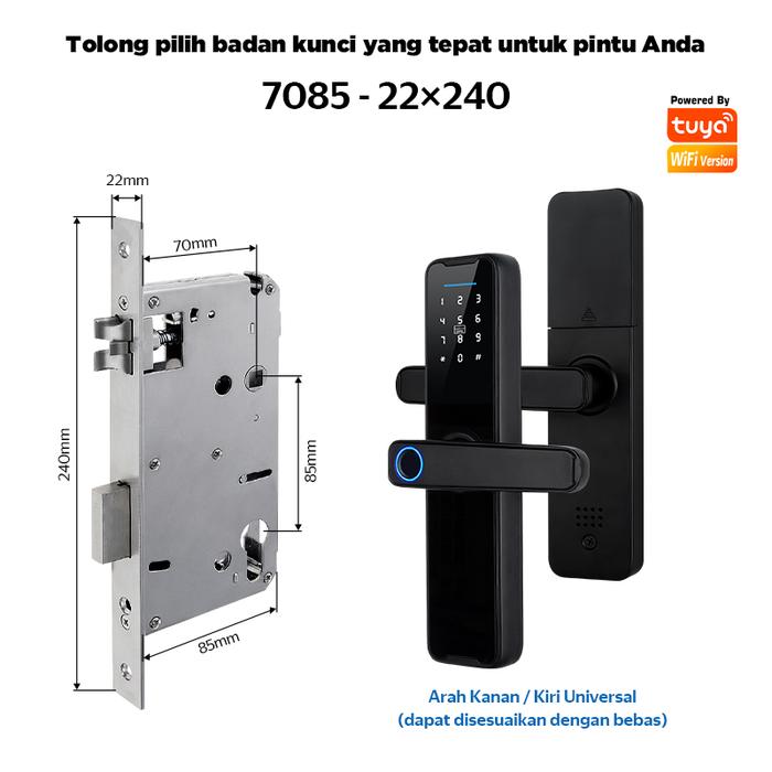 Gambar 【Bahasa Indonesia】Tuya WiFi Smart Door Lock Kunci Pintu Rumah with Fingerprint Handle Electronic Kunci Pintu Rumah Adjustable Handle Direction Kunci Pintu Digital APP/Fingerprint/Password/IC Card/Key Unlock - 7085, Hitam dari GUVENLIKLOCKINDO undefined Tokopedia