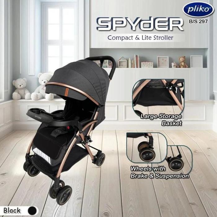 Gambar Stroller Pliko Spyder 297 Kereta Dorong Anak Bayi Murah Ringan Cocok Untuk Travelling Gold Frame - Black, Plastik Wrap dari andikapratamastore_NEW undefined Tokopedia