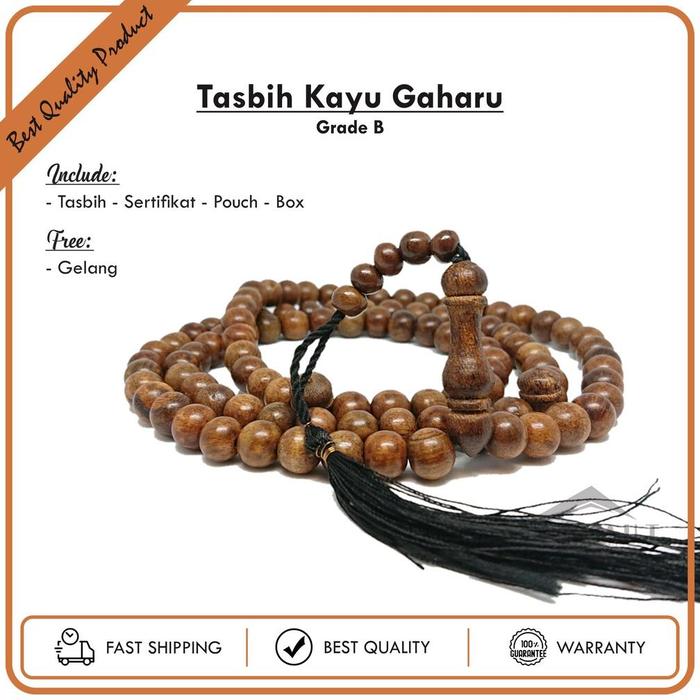 Gambar Tasbih | Tasbih Kayu Gaharu Grade A Bersertifikat Asli 100% | Tasbih Gaharu Wangi 99 Butir (Free Gelang & Parfum) Terbaru - Grade B 8mm dari Arif Store994 undefined Tokopedia