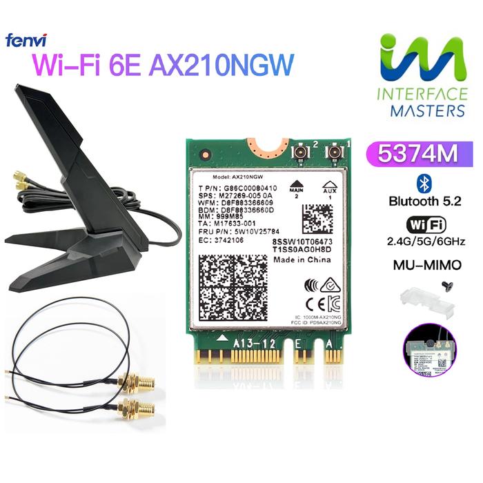 Gambar Wifi 6 6E Wireless Card Intel AX210 Bluetooth BT 5.3 AX M2 NGFF M.2 - Shark dari Interface Master Indonesia undefined 2 Tokopedia