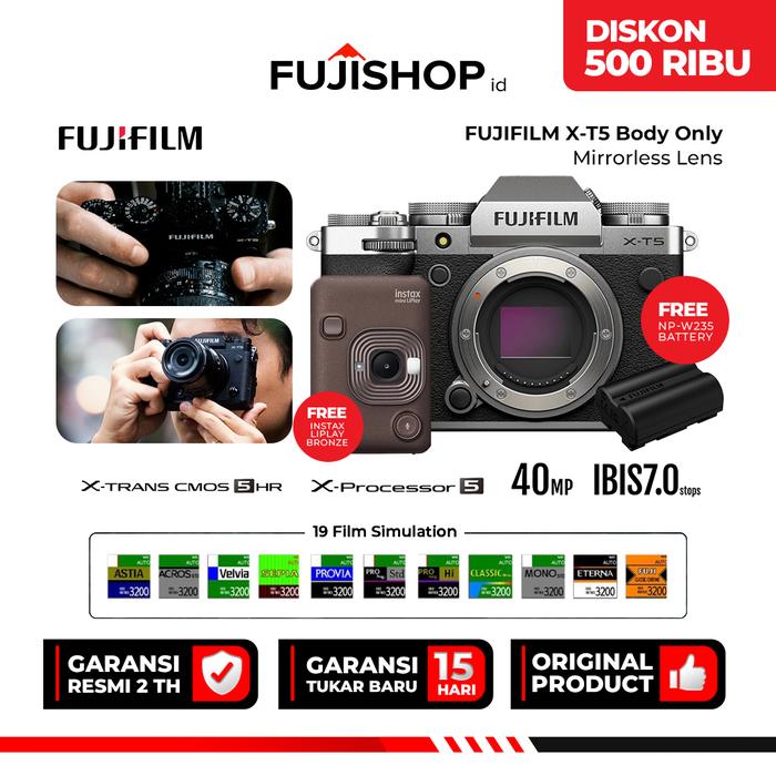 Gambar Fujifilm XT5 Body Fujifilm X-T5 Kamera Mirrorless Garansi Resmi - Silver, Reguler dari Fujishopid Bali undefined Tokopedia