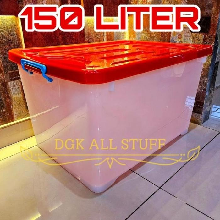 Gambar Kontainer Container Box Kotak Tempat Penyimpanan guna 150 Liter 150L 150 L Plastik Ukuran JUMBO TERBESAR Besar TEBAL Dengan Roda Beroda Tidak Tembus Pandang Tidak Transparan Tidak Bening Warna Badan Putih Estetik Aesthetic - Merah dari GALLERYBOX undefined Tokopedia