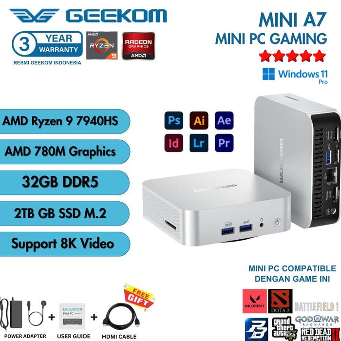 GEEKOM A7 Ryzen 9 7940HS 2TBSSD miniPC Geekom Мини-ПК MINI A7 (AMD