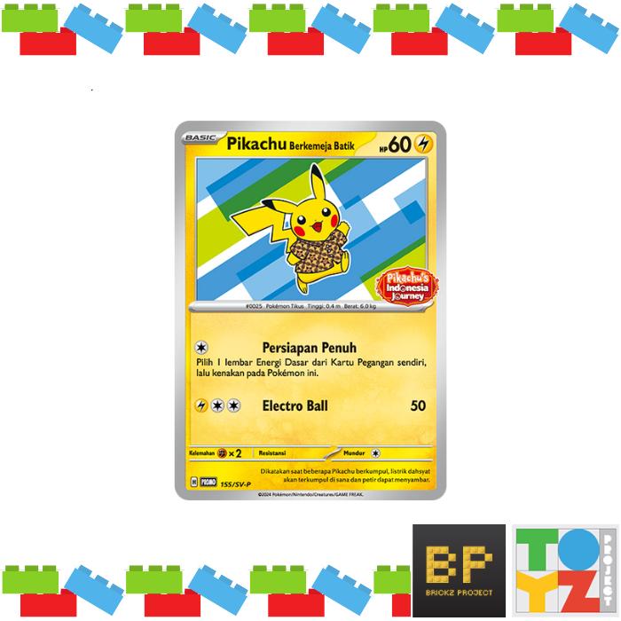 Pokemon TCG Indonesia Pikachu Berkemeja Batik Flower Jakarta Pokemon Card -  Exclusive Indonesia Journey Set Pokemon Celebrations