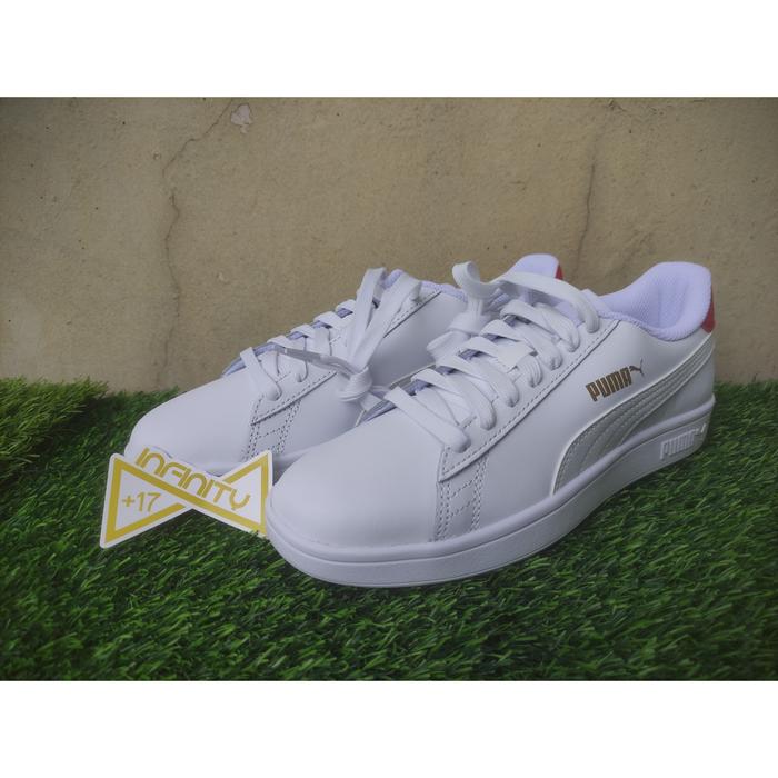 Sepatu Puma Smash High Promo Puma Smash V2 L White-High Risk Red