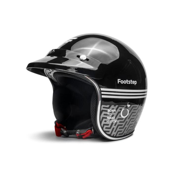 Gambar Footstep Footwear x Marzano Helm Retro Bogo Scorpio Cream Original - Black, M dari JISO 55 MART undefined Tokopedia