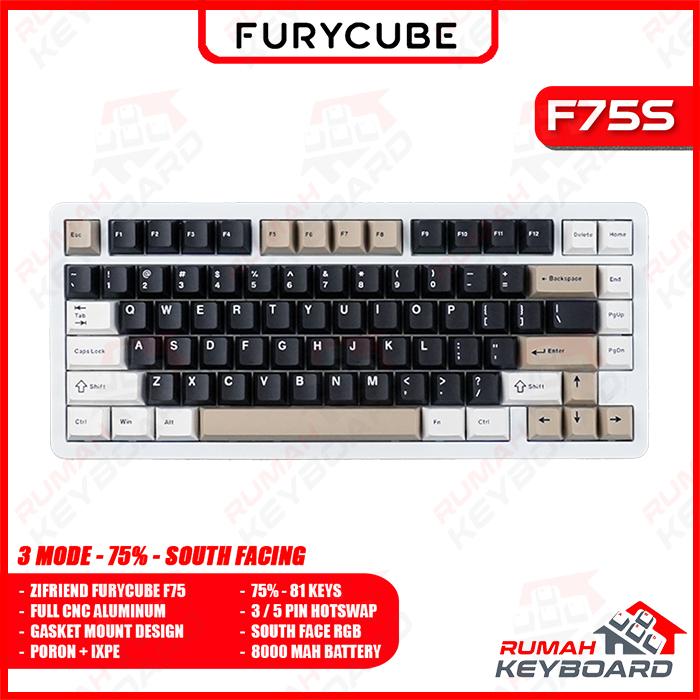 Gambar MECHANICAL KEYBOARD - ZIFRIEND FURYCUBE F75 - 3 MODE -  RGB - 75% - ALUMINUM - SOUTH FACING - WHITE dari Rumah-Keyboard Kota Administrasi Jakarta Barat Tokopedia