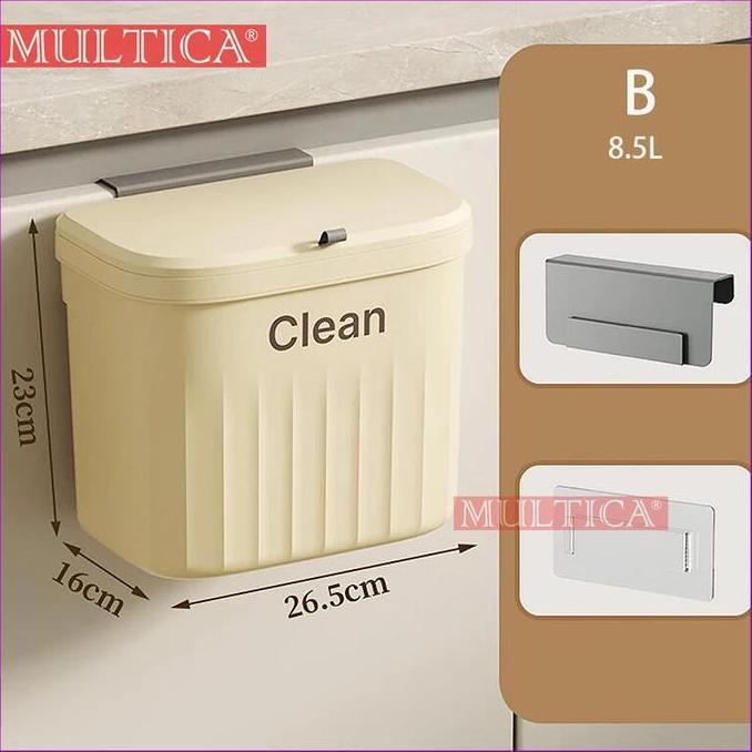 Gambar MULTICA COD Tempat Sampah Dapur Gantung dengan Tutup Dipasang di Dinding, Kabinet, & Bawah Sink 8.5L/12L - Cream S dari tokoapann undefined Tokopedia