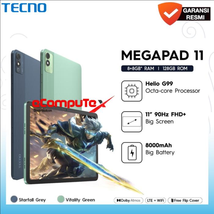 Gambar Tecno MegaPad 11 MediaTek Helio G99 11" inch 90Hz FHD+ Mega pad 11 Original - Resmi - RAM (8/128) dari eCompuTex Distribusi undefined Tokopedia