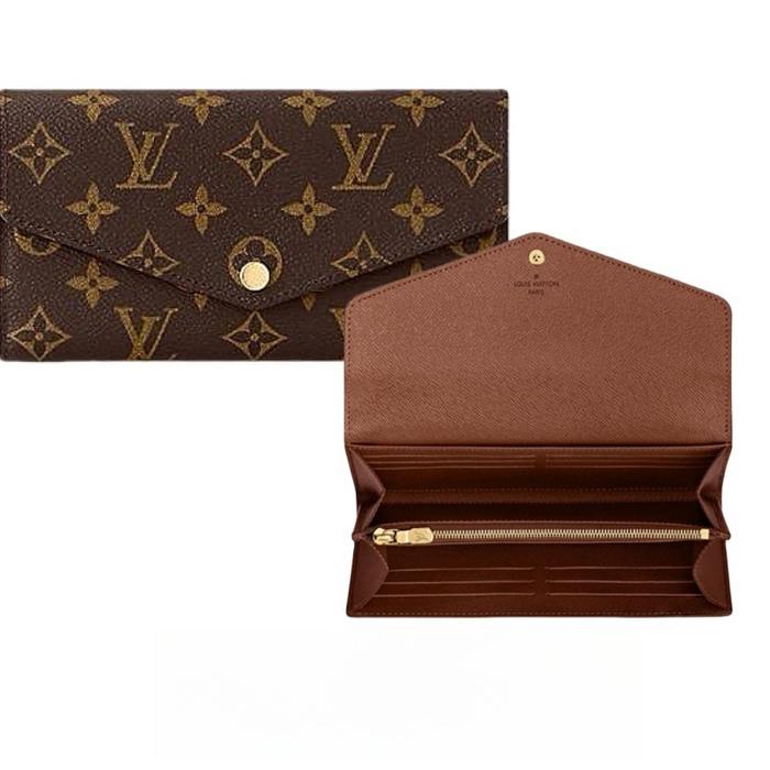 Gambar 【100% Original】LV Louis Vuitton Sarah Dompet wanita/Dompet Presbiopia Coklat/dompet blok warna/Dompet genggam jepret/LV Dompet wanita(Box+dust bag) - Coklat dari Toko Tas LV trendy undefined Tokopedia