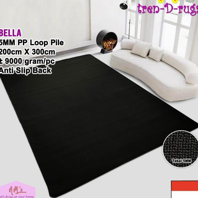 Gambar (Cuci Gudang) Tren-D-rugs karpet permadani jumbo polos ruang tamu minimalis 200x300 - Black Gel Back dari ACXF Grosir undefined Tokopedia