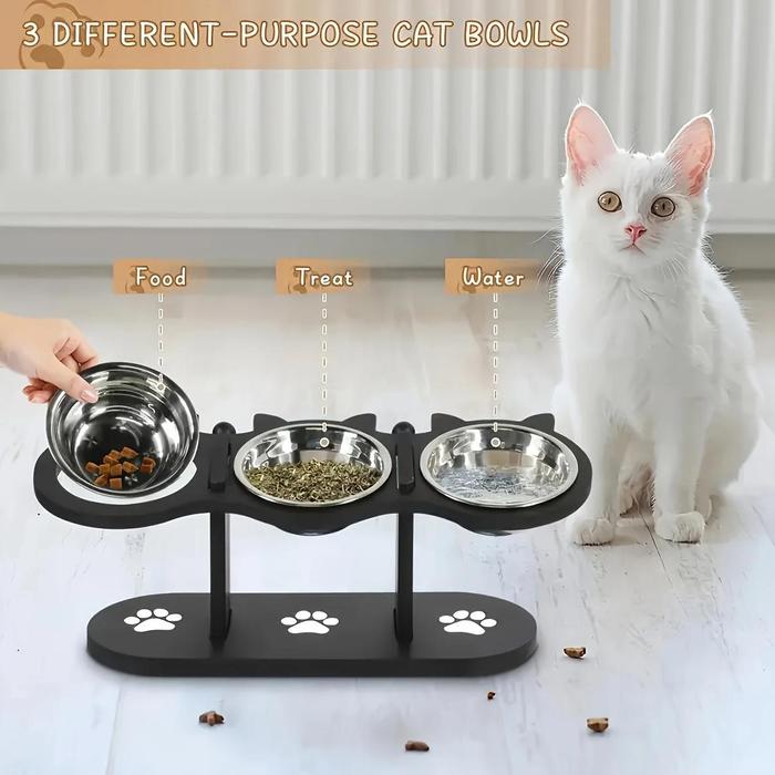 Jual Adjustable Cat Food Bowl,15 Degree Tilted Food Bowl for Cats