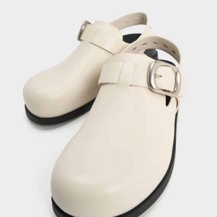 Cnk Sepatu Wanita Slip On Mules Original Putih Dengan Desain Buckle Garansi  Refund Jika Palsu Include Box Plastik Paperbag Dustbag Shoes