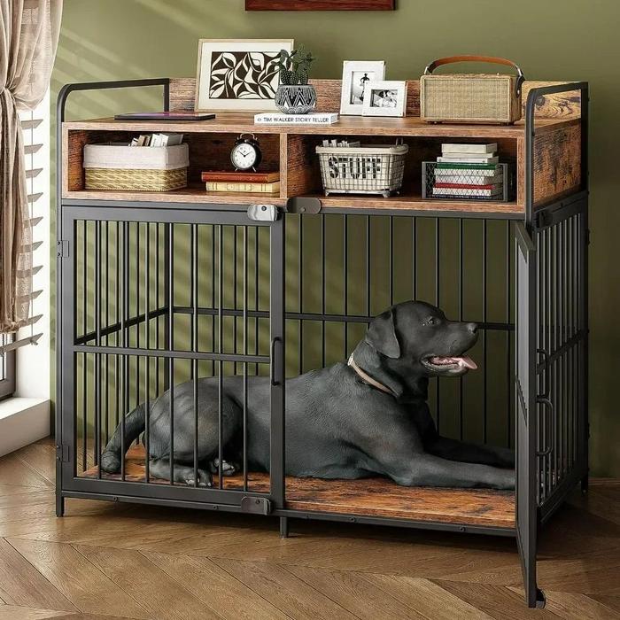 Gambar New Dog Crate, Wood Dog Cage Table with Drawers Storage, Heavy Duty Crate, Sturdy Metal Easy To Assembly, Dog Crate Furniture dari Copter Snow undefined Tokopedia