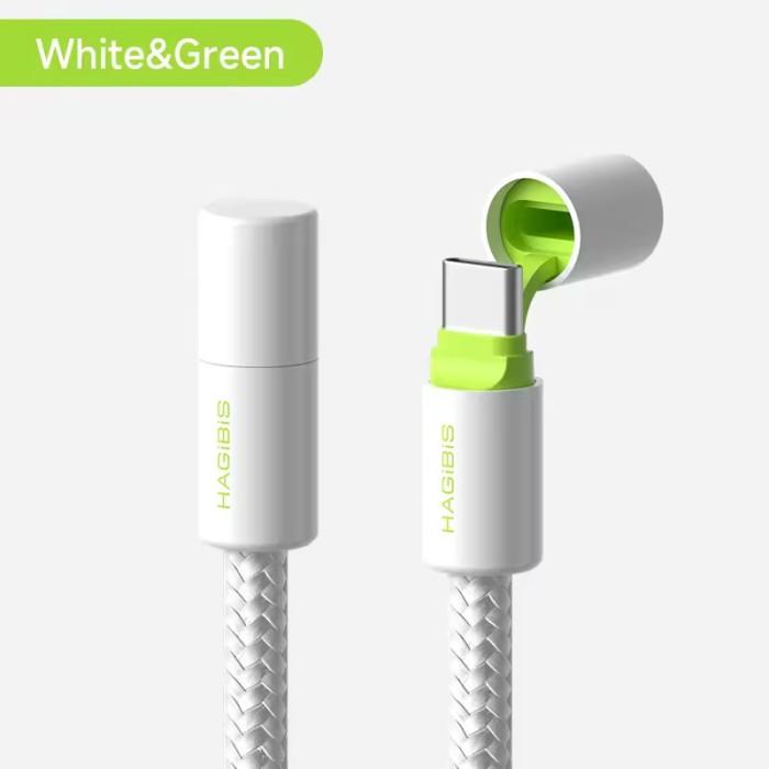 Gambar Hagibis USB C to USB C Cable With Protective Cap 240W Type C Cable PD 3.1 Fast Charging Cord for iPhone 16 15 Macbook Pro iPad - White Green, 25 CM dari Hagibis Indonesia undefined Tokopedia