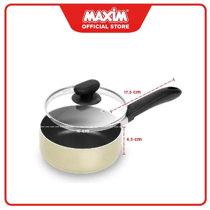 Gambar Maxim Image Panci Susu Teflon Anti Lengket 16cm 18cm Saucepan Tutup Kaca - 16cm dari Maxim Kitchenware_NEW undefined Tokopedia
