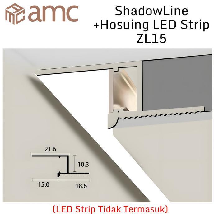Gambar Termurah AMC ZL15 Shadow Line / Tali Air Gypsum / Shadowline 3 Meter Kap Aluminium LED Strip Profile Linear Minimalis 3Meter 3M - Putih dari Sentosa Agung ID undefined Tokopedia