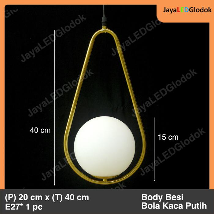 Gambar Lampu Gantung Minimalis Ruang Makan Emas Bola Kaca Putih Cafe 15 20 cm - A - Kaca 20 cm dari JAYA LED GLODOK undefined 5 Tokopedia