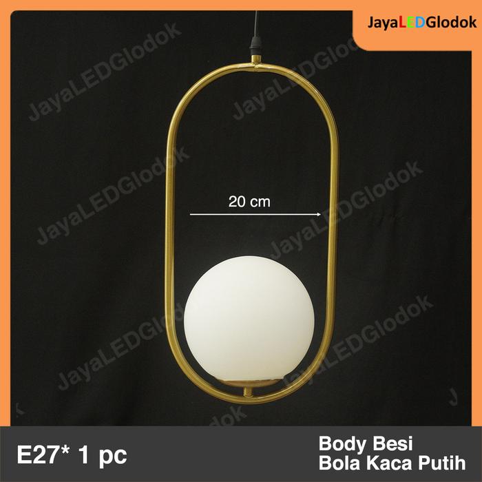 Gambar Lampu Gantung Minimalis Ruang Makan Emas Bola Kaca Putih Cafe 15 20 cm - A - Kaca 20 cm dari JAYA LED GLODOK undefined Tokopedia