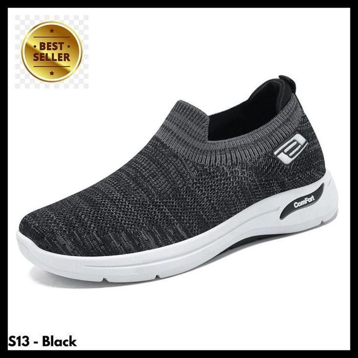 Gambar sneakers sepatu lari pria tanpa tali import branded anti slip s13 high quality - BLACK, 43 dari Cancer Official Pedia undefined Tokopedia
