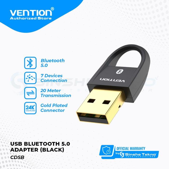 Gambar Vention USB Bluetooth Adapter Dongle Receiver for Windows CDS Original - Hitam dari Vention Authorized Medan undefined Tokopedia
