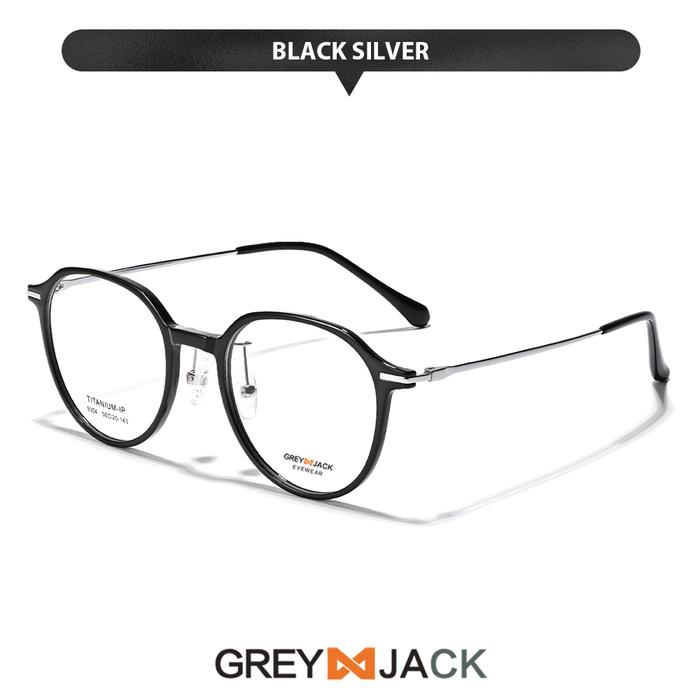 Gambar Grey Jack Frame Kacamata Model Oval Bulat Bahan Titanium Ringan Simple Bisa Minus Pria Wanita Antiradiasi Bluecromic 9304 - BLACK SILVER, FRAME SAJA dari Grey Jack Eyewear undefined Tokopedia