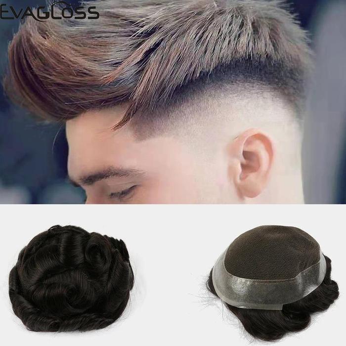 Jual EVAGLOSS Toupee Hair Mens Lace PU Around Prosthesis Mens Wigs