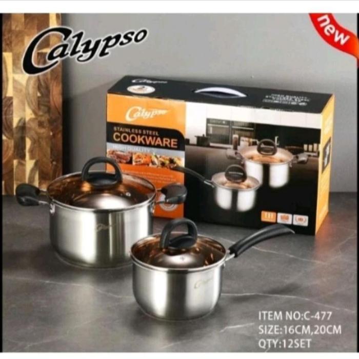Gambar Pan Sets Calypso Tutup Kaca Isi 3 & Isi 2 / Cookware Set Calypso Stainless Stell Tebal / Panci Set Murah Terlaris - GG PLSTK 16&20 dari Ahul Master Shop undefined Tokopedia