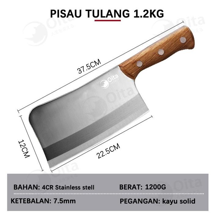 Gambar READY!!! ADA Oita Pisau Daging Cincang 1.2kg Pisau Dapur Super Tajam Pisau Cacah Tulang Daging Potong Pisau Stainless - No.11.2kg dari CV INDOJAYA TOOLS undefined Tokopedia