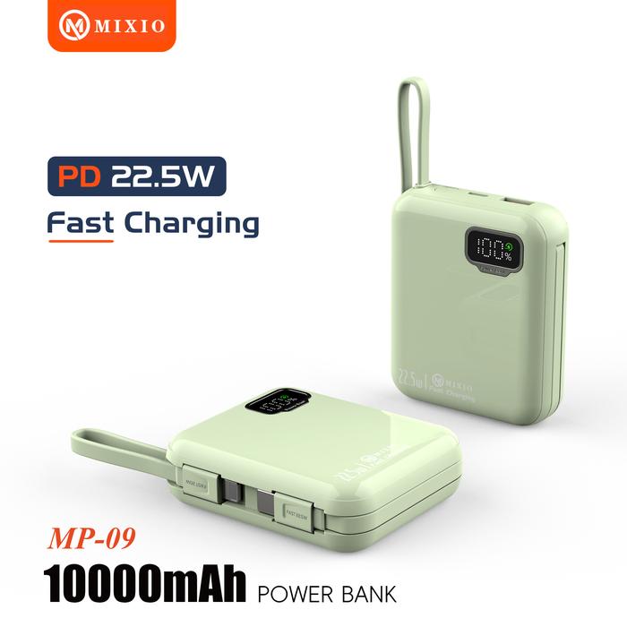 Gambar MIXIO MP-09 10000mAh Powerbank Mini 20W With Kabel Fast Charging Lightning & Type C For Iphone/Android - Matcha dari MIXIO undefined Tokopedia